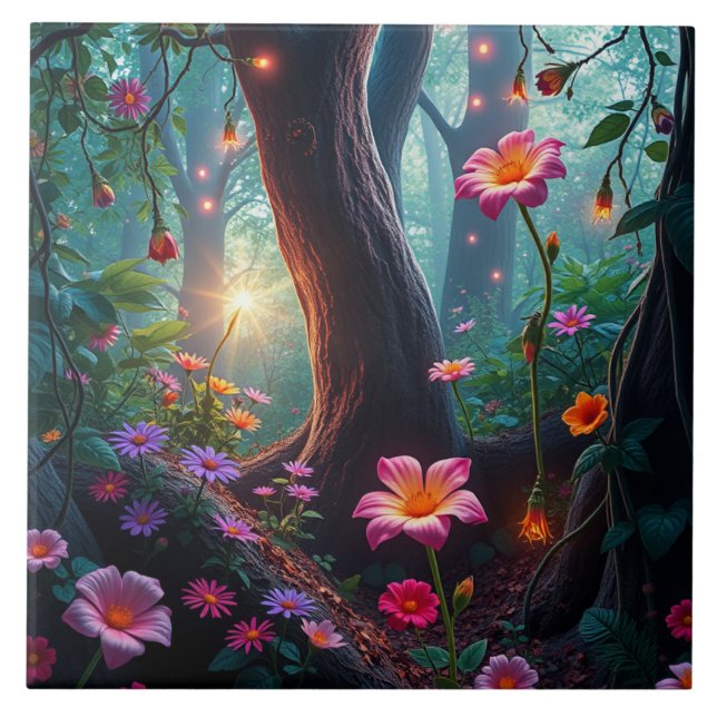 Carreau Soleil dans une forêt de fées lunaires (Devant)