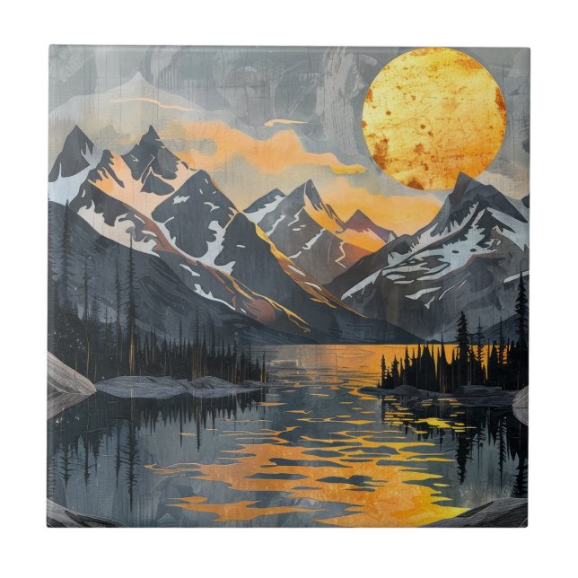 Carreau Soleil d'or sur les monts neige - Boho Wilderness (Devant)
