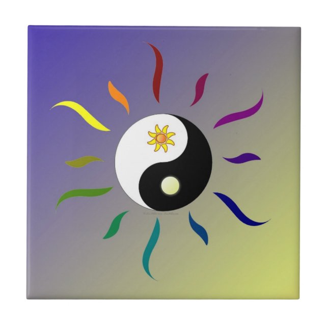 Carreau Soleil Lune Coloré Yin Yang (Devant)