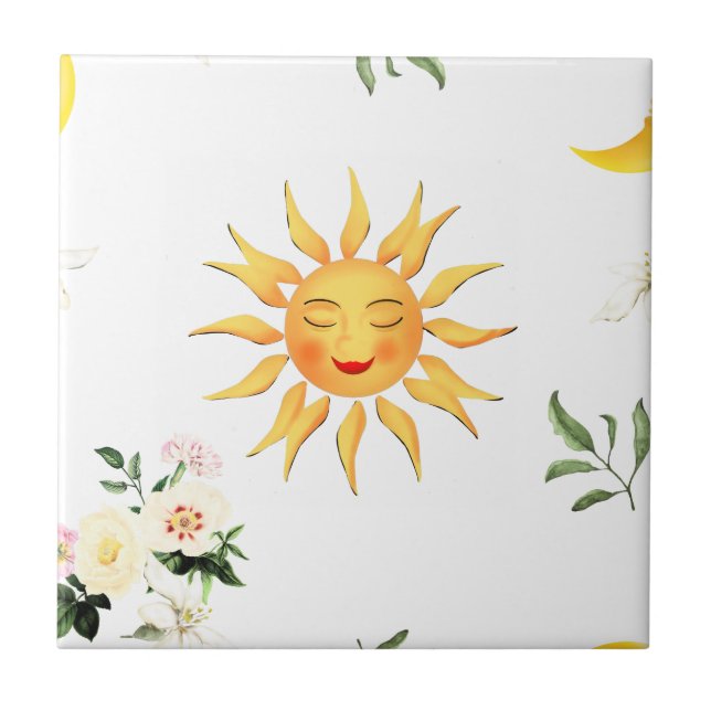 Carreau soleil méditerranéen, fleurs, (Devant)