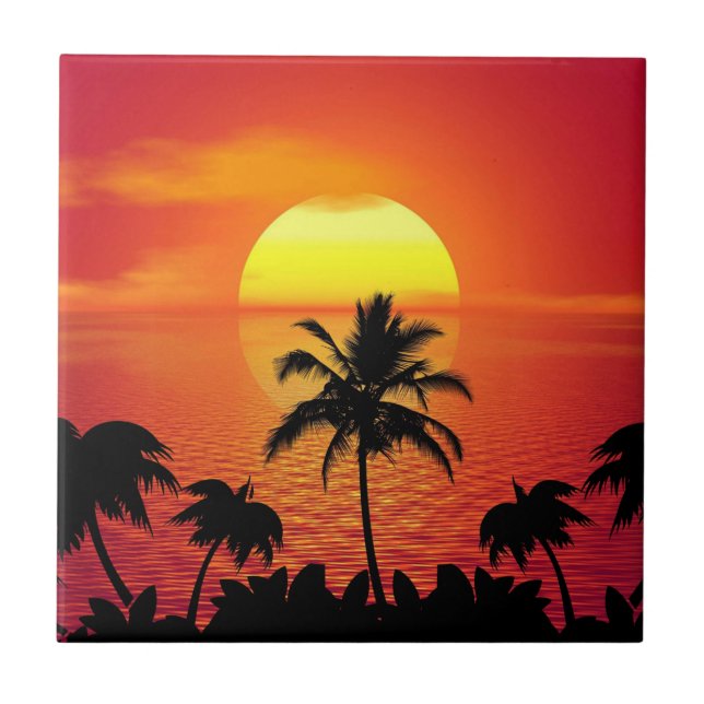 Carreau Soleil rouge Tropical Palm Beach (Devant)