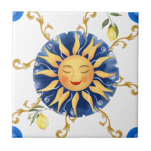 Carreau soleil sicilien, majolica, citron,