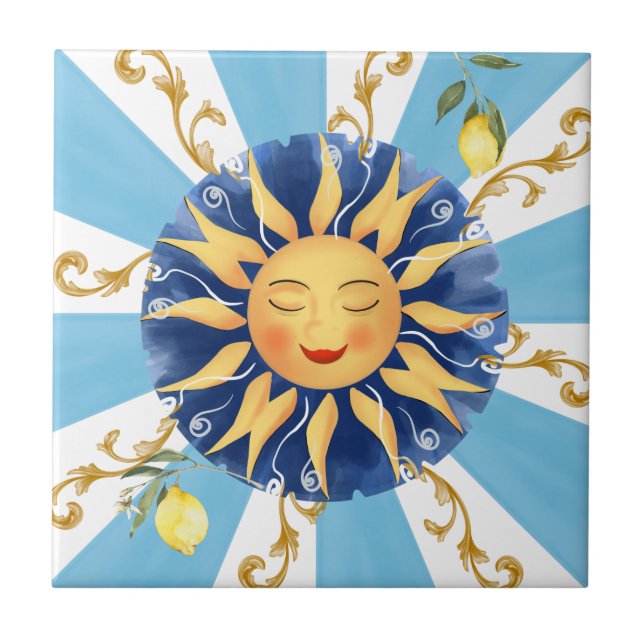Carreau soleil sicilien, mosaïque, méditerranéen, (Devant)