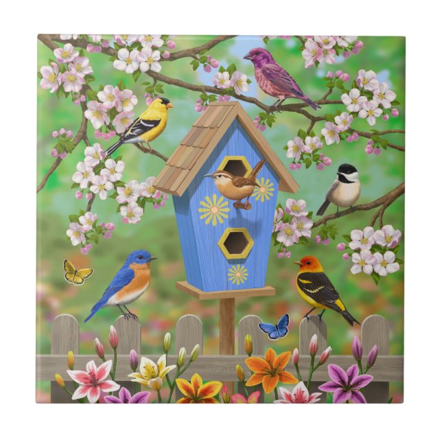 Carreau Songbirds Lily Garden Birdhouse (Devant)