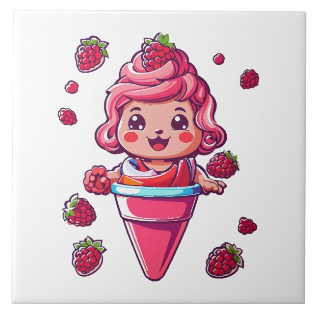 Carreau Sorbet framboise Kawaii (Devant)