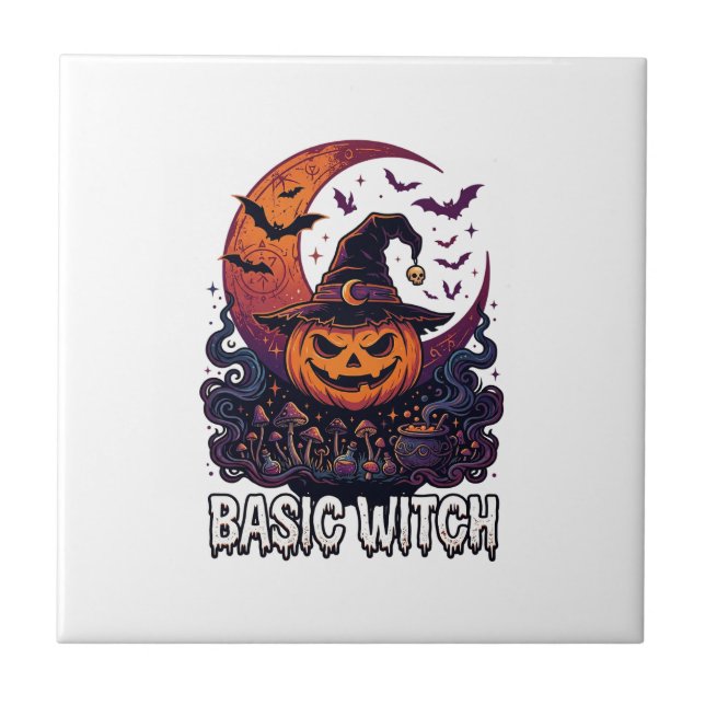 Carreau Sorcière de base Halloween Citrouille Croissant de (Devant)