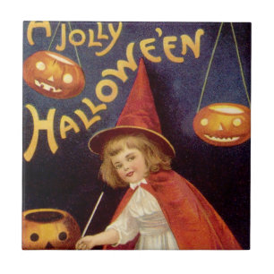 Carreau Sorcière de Halloween Vintage Jolly par Ellen Clap