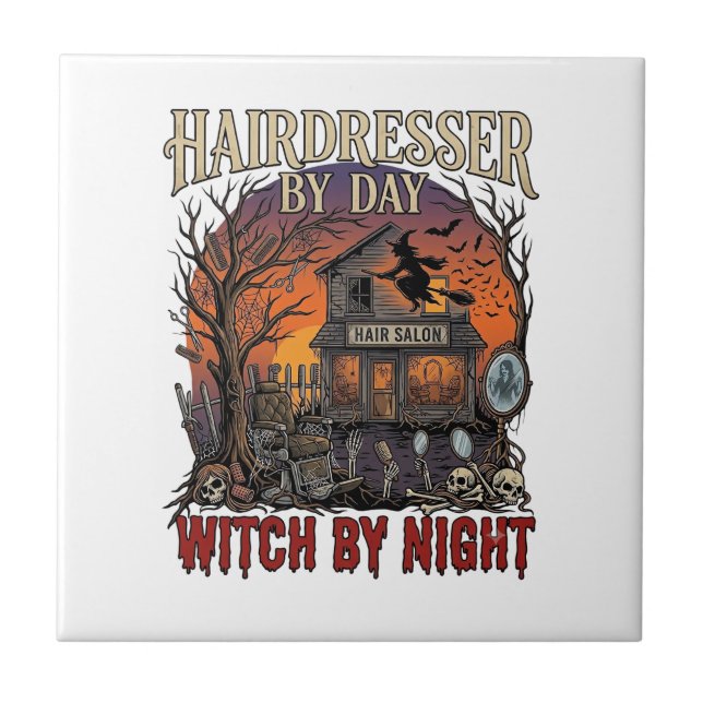 Carreau Sorcière de jour de coiffeuse Salon d'Halloween de (Devant)
