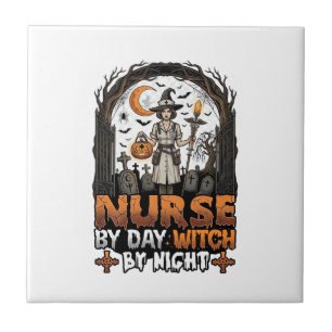Carreau Sorcière de jour infirmière Nuit d'Halloween Cimet