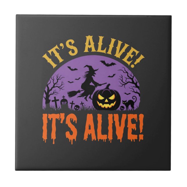 Carreau Sorcière d'Halloween Jack O Lanterne C'est Vivant (Devant)