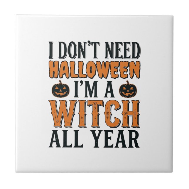 Carreau Sorcière drôle toute l'année Typographie Halloween (Devant)