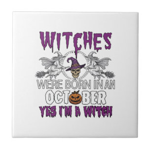 Carreau Sorcières Octobre Halloween Crâne Chapeau de Sorci