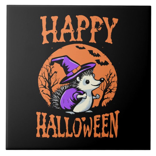 Carreau Soricidé de l'Halloween Heureux Sorcière (Devant)