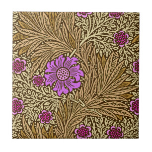 Carreau Souci, brun, beige et violette de William Morris