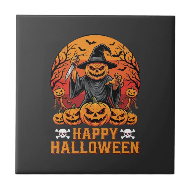 Carreau Souris Citrouille Sorcière Joyeux Halloween Vecteu (Devant)