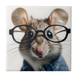 Carreau Souris de champ Portant des lunettes