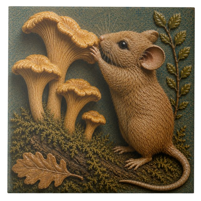 Carreau Souris des Bois & Chanterelle Automne (Devant)
