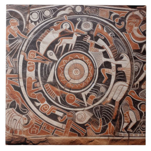 Carreau Southwest Petroglyph Design Animaux Lune Danser