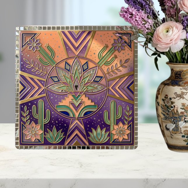Carreau Southwestern Geometric Floral Cactus Desert (Créateur téléchargé)