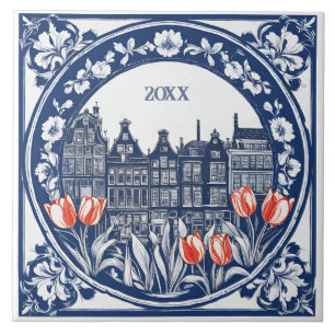 Carreau Souvenir Amsterdam Delft bleu personnalisé