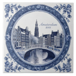 Carreau Souvenir personnalisé Blue Delft Amsterdam