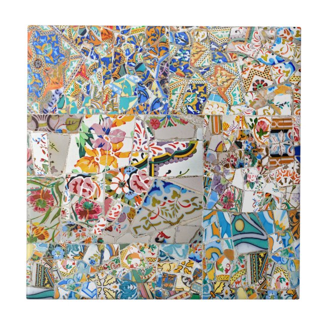 Carreau Souvenirs. Parc Güell. Grande mosaïque. Partie 1. (Devant)