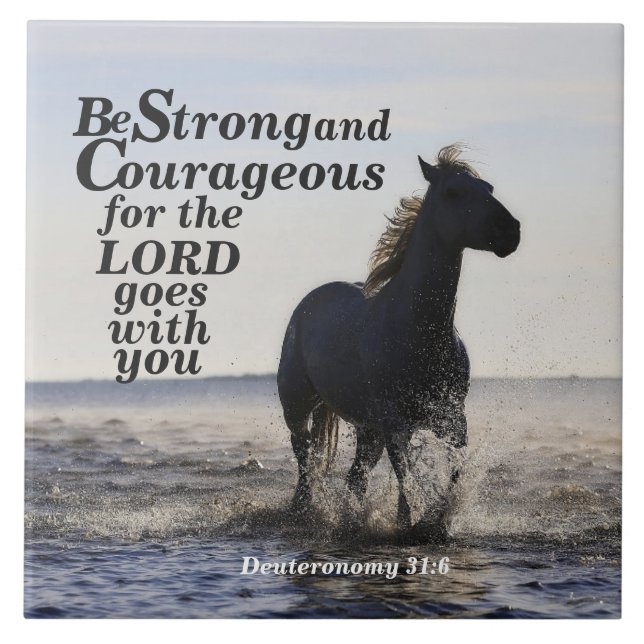 Carreau Soyez forte et courageuse Bible Verse Deut 31 Hors (Devant)