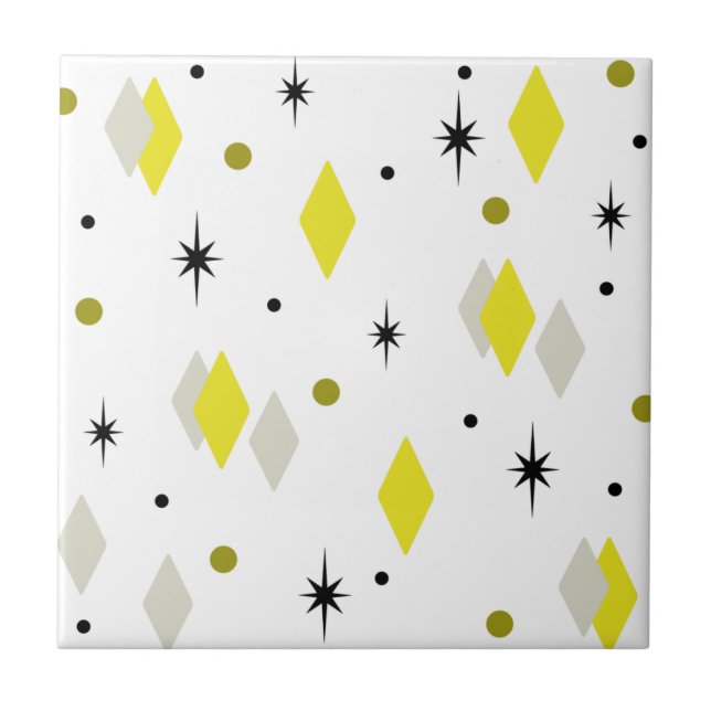Carreau Space Age Diamonds Yellow Gray White (Devant)
