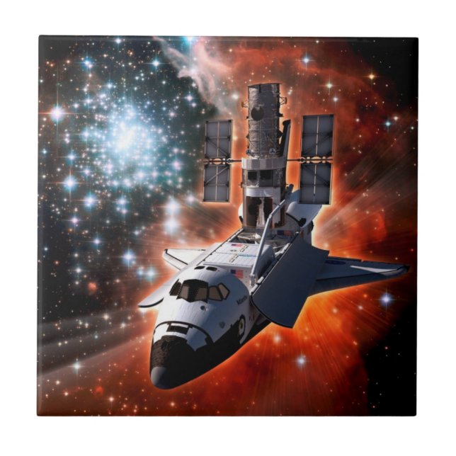Carreau Space Shuttle Atlantis Hubble Telescope Artwork (Devant)