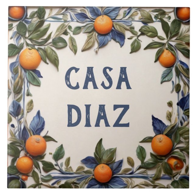 Carreau Spanish Oranges Custom House Name Plaque Sign (Devant)