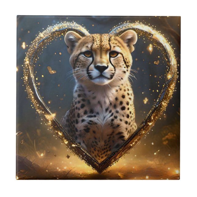 Carreau Sparkly Gold Cheetah Love, (Devant)