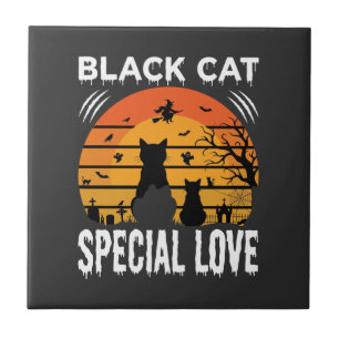 Carreau Spécial Chat Noir Halloween Amour Design Gothique