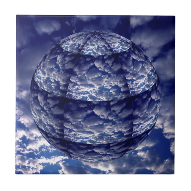 Carreau Sphère 3D de nuage abstrait (Devant)