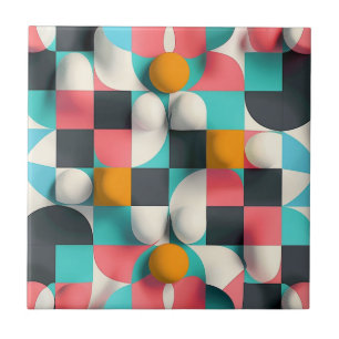 Carreau Sphères 3D colorées et Motif de grille géométrique
