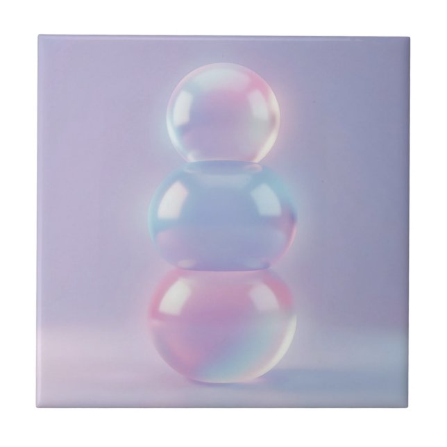 Carreau Sphères empilées pastel iridescent rêveur  (Devant)