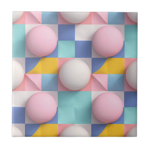 Carreau Sphères pastel 3D joueuses et Motif géométrique