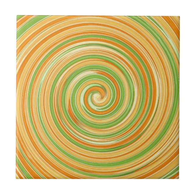 Carreau Spirale de couleurs d'agrumes amusantes (Devant)