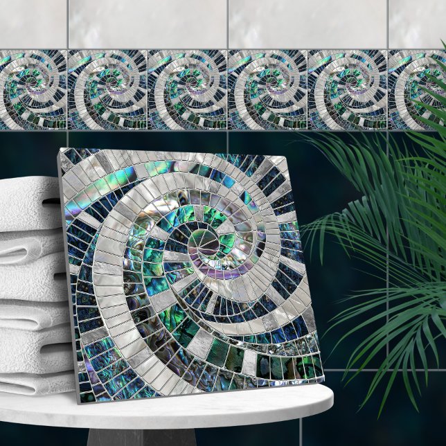 Carreau Spirale d'onde mosaïque - Abalone et Pearl (Créateur téléchargé)