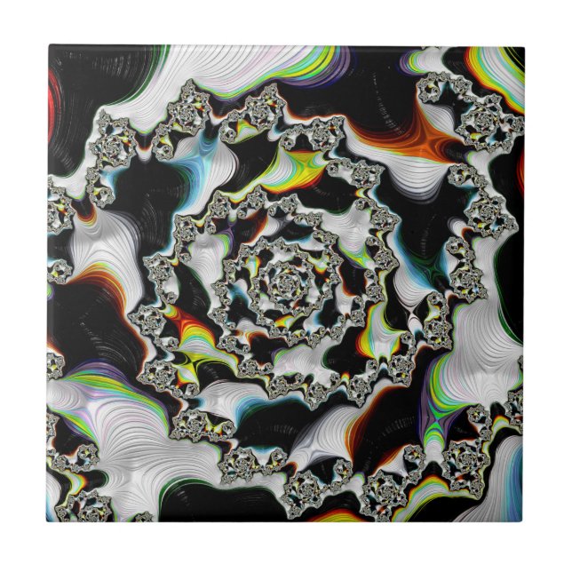 Carreau Spirale fractale psychédélique multicolore abstrai (Devant)