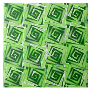 Carreau Spirales Carrés modernes, Jade Green