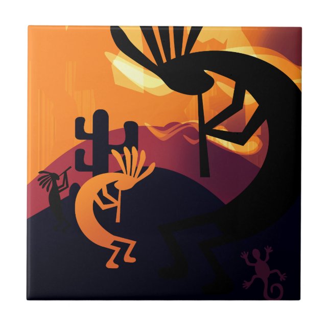 Carreau Spirit of Kokopelli Desert Paysage Sunset 2 (Devant)