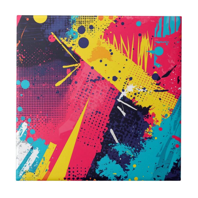 Carreau Splash couleur Abstrait dans le style comique rétr (Devant)