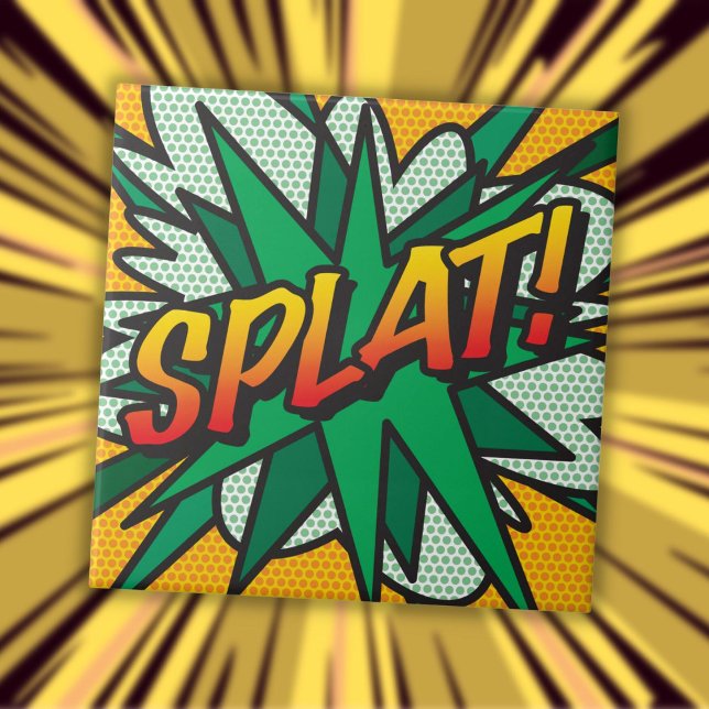 Carreau SPLAT Fun Retro Comédie Livre Pop Art (SPLAT Fun Retro Comic Book Pop Art Ceramic Tile)