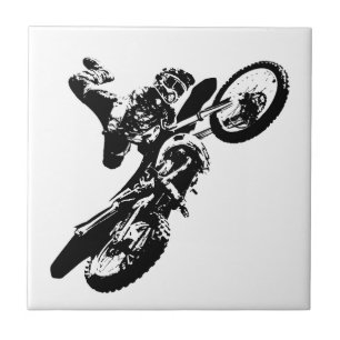 Carreau Sport blanc noir de Motorcyle de motocross d'art