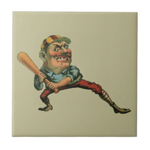 Carreau Sports Vintage, joueur de baseball en colère Frapp