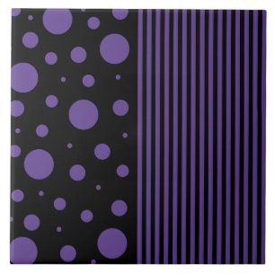 Carreau Spots et rayures en violet et noir