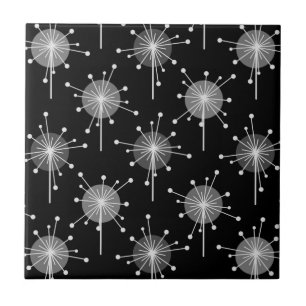 Carreau Spoutnik Starburst Fleurs Gris Noir