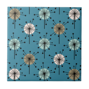 Carreau Spoutnik Starburst Flowers Teal Gold