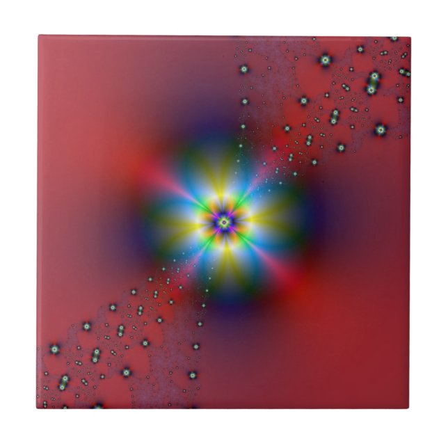 Carreau Spray floral sur tuile rouge (Devant)
