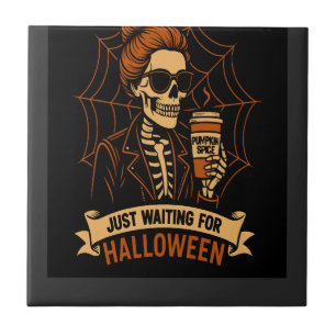 Carreau Squelette attendant juste Halloween